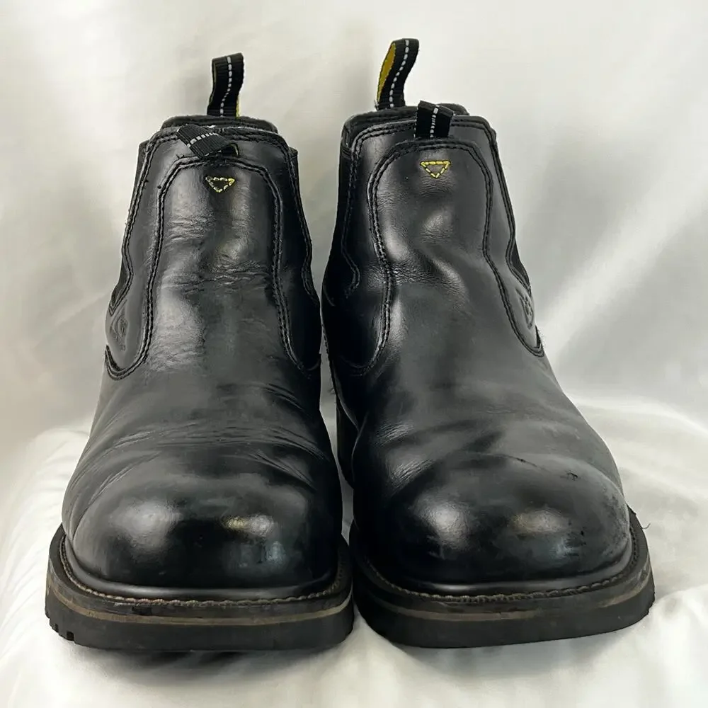 ACE Work Boots Men 11 Black Leather Chelsea Slip Oil Resistant ASTM EH